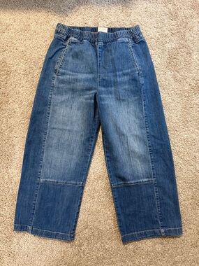 *LIGHTLY WORN* Pilcro Indigo Blue Elastic-Waist Denim Barrel Jeans